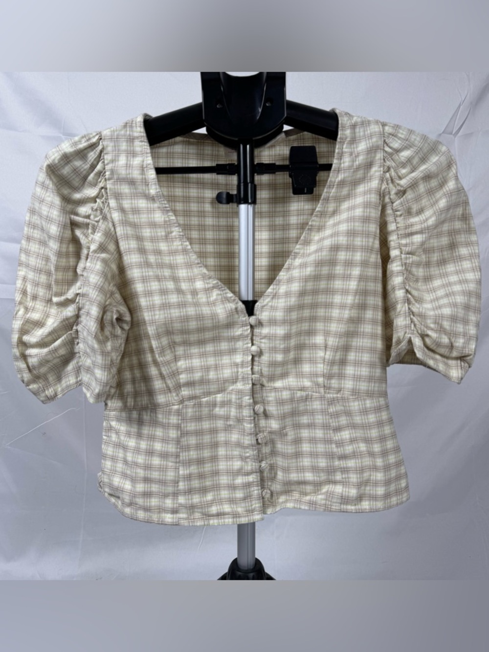 Levi’s Plaid Puff Sleeve Blouse Small Cottagecore Prairie Milkmaid Top